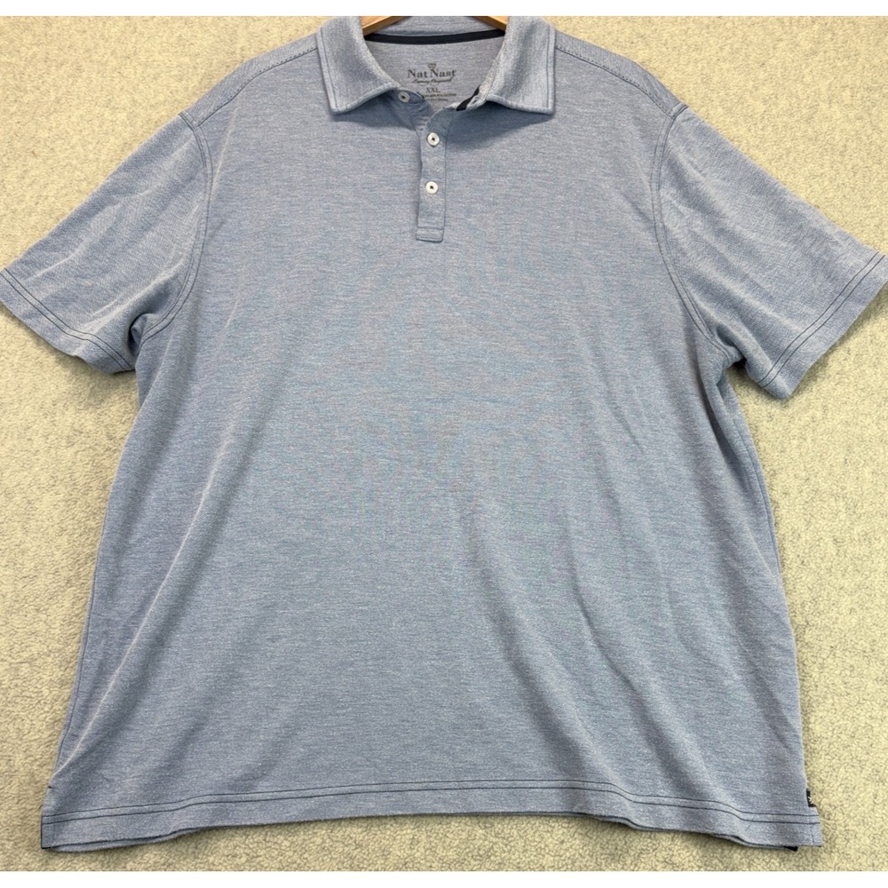 Nat Nast Luxury Originals Mens Polo Shirt Light Blue Short Sleeve Comfort 2XL